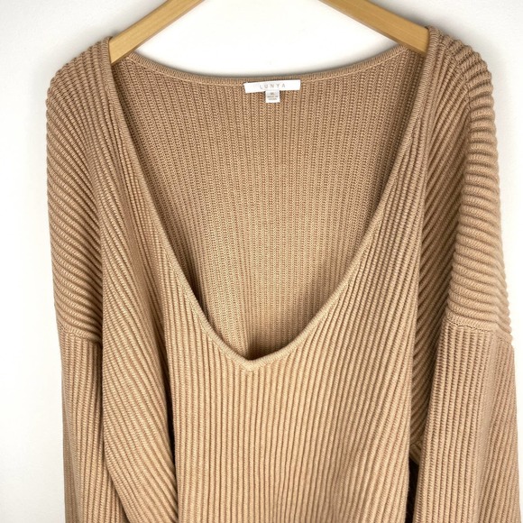 Lunya Cozy Cotton Silk Reversible Ribbed Pullover Sweater In Tranquil Tan XL New - Picture 6 of 16